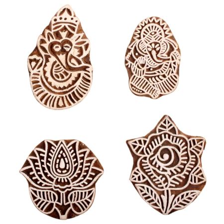 Set of 4 Piece New Mix Wooden Printing Block